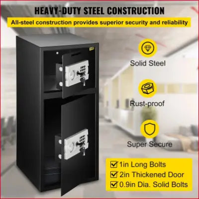 Black steel VEVOR Large Double Door Security Safe Box with digital lock and ample storage