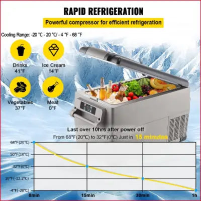 VEVOR Portable Refrigerator 37 Quart with rapid cooling for camping and travel use