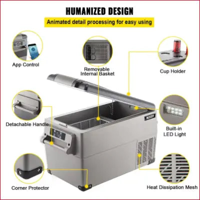 Portable VEVOR Refrigerator with App Control and Removable Basket for Travel and Camping