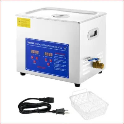 Stainless steel VEVOR Professional Ultrasonic Cleaner 10L with digital timer and accessories