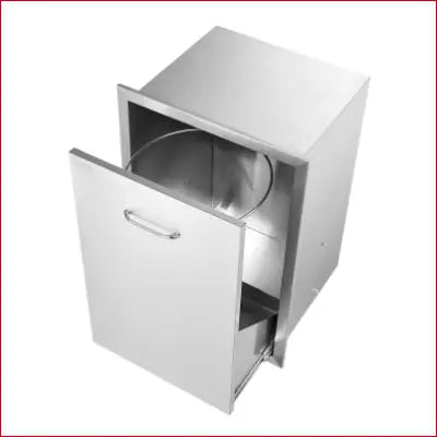 Stainless steel pull-out trash can in VEVOR Pull Out Trash Drawer for outdoor kitchen drawers