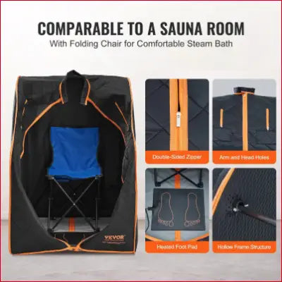 VEVOR Sauna Blanket with 1050W Portable Sauna Tent and Folding Chair for Home Spa