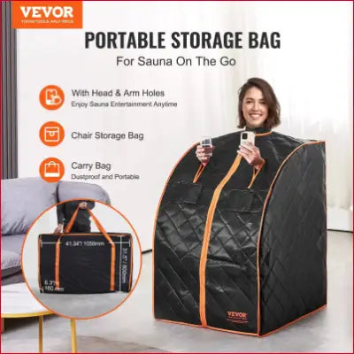 Portable VEVOR Sauna Blanket with arm holes, 1050W sauna tent for home spa use