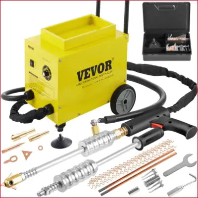 Yellow VEVOR SG-7500 Dent Pulling Machine with accessories for effective dent removal