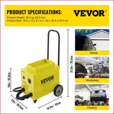 Yellow Vevor Dent Puller with dimensions from the VEVOR SG-7500 Dent Pulling Machine