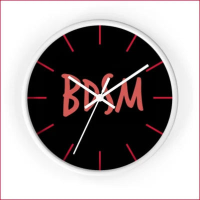 Unique high quality wall clock featuring BDSM text on a black face with red markers