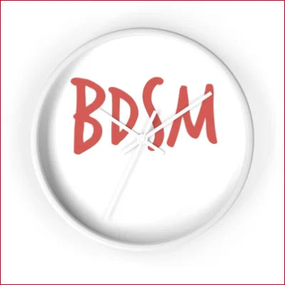 White circular button featuring BDSM in red on a Unique High Quality Wall Clock