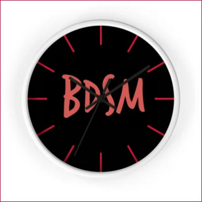 Unique high quality wall clock featuring BDSM in red on a sleek black face