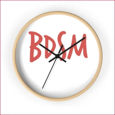 Unique high quality wall clock with BDSM in red on a stylish white face