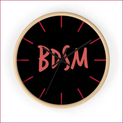 Unique high quality wall clock featuring BDSM in pink on a black face with red markers