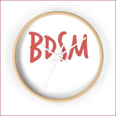 Unique high quality wall clock with BDSM in red on a white face for stylish decor