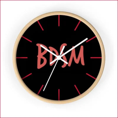 Unique high quality wall clock featuring BDSM text on a black face with red markers