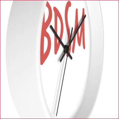 White wall clock featuring BDSM in red letters for unique high quality home decor