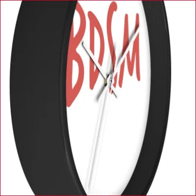 Unique high quality wall clock featuring BDSM in red on a white face and black frame