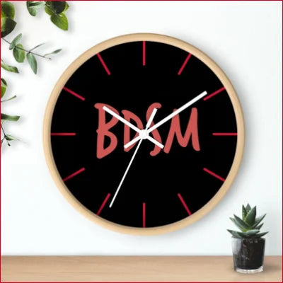 Unique high quality wall clock with black face and red BDM lettering for stylish decor