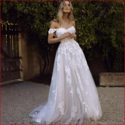 Wedding Bridal Dress Gown Off Shoulder