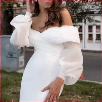 Wedding Dresses Long Puffy Sleeves Bridal Gown