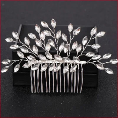 Rhinestone Wedding Hair Bridal Comb Hairpiece with Crystal Leaf Embellishments