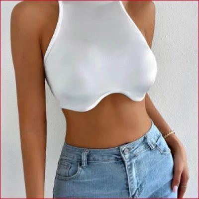 White Turtleneck Crop Top