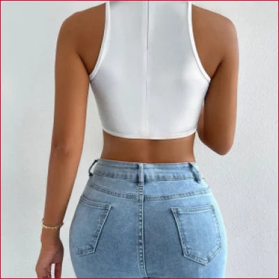 White Turtleneck Crop Top