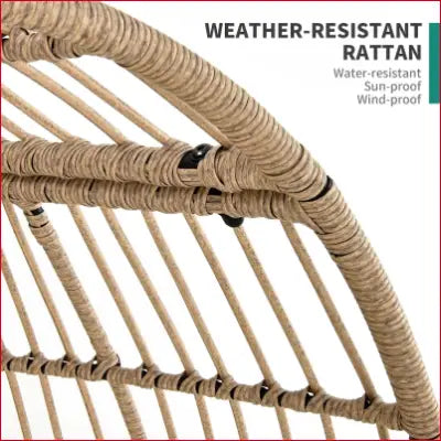 Weather-resistant rattan frame of a Wicker Egg Chair for outdoor and indoor use