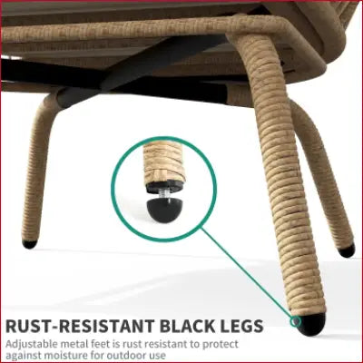 Wicker chair legs with adjustable rust-resistant feet for Wicker Egg Chair outdoor use