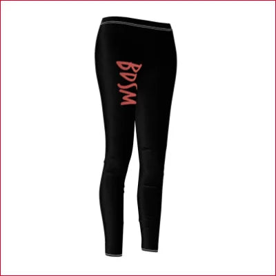 Black skinny fit leggings with red BYM text, perfect for a stylish look