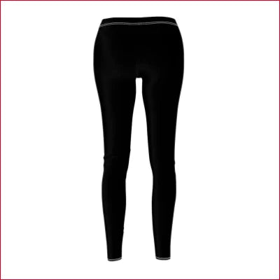 Black skinny fit leggings with white trim and vibrant all-over prints