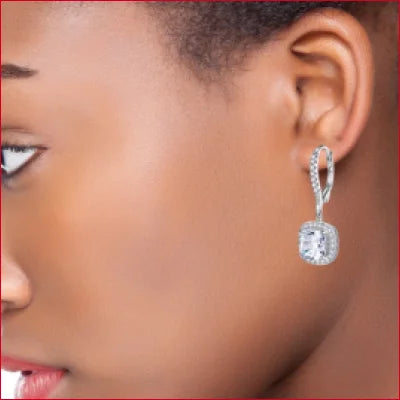 Sterling Silver Zircon Drop Hoop Earrings showcasing a sparkling gemstone pendant