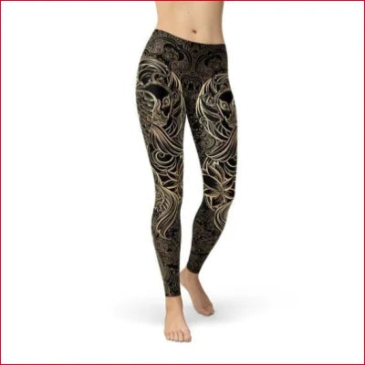 Premium Women’s leggings in black and gold with an exceptional fabric blend made in USA