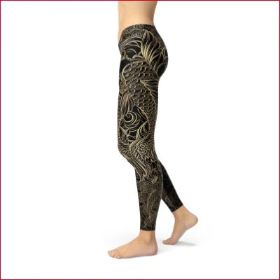 Premium Women’s Leggings featuring an intricate black and white floral fabric blend