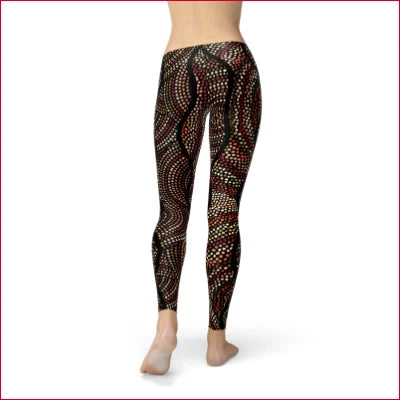 Dreamtime Artwork Leggings featuring swirling dot designs in a durable fabric blend