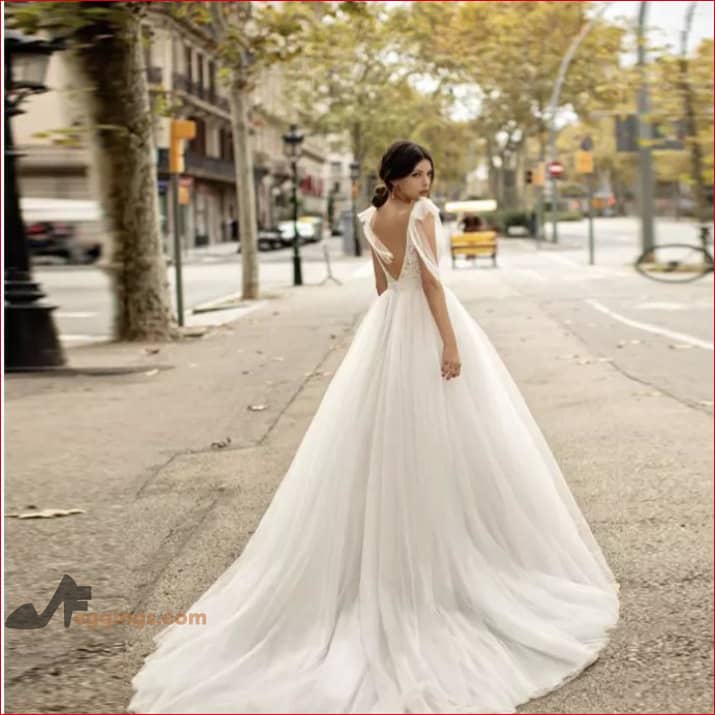 Backless Tulle Wedding Dress Bridal Gown