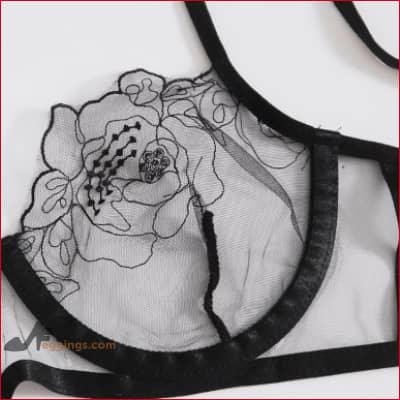 Bralette Panties Set See Through Embroidered Womens Lingerie