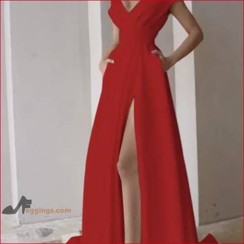 Bridesmaid Wedding Dress Gown Slit - 4 / Red