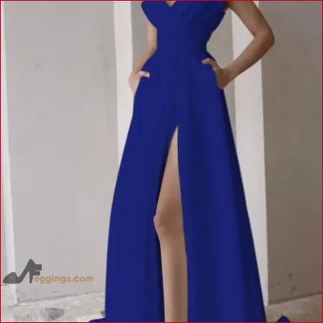 Bridesmaid Wedding Dress Gown Slit - 4 / Royal Blue