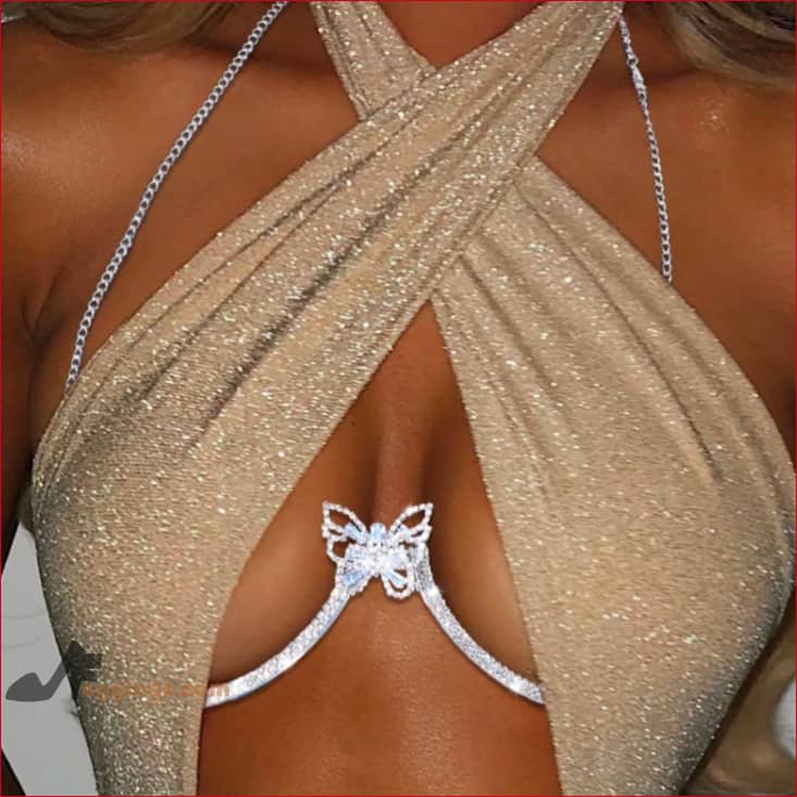 Cleavage Butterfly Breast Chest Womens Rhinestones Jewelry