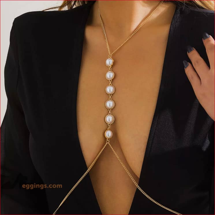 Cleavage Chest Faux Pearls Womens Jewelry