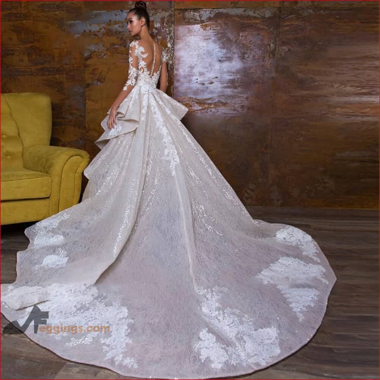 Detachable Train Embroidered Lace Wedding Mermaid Dress Bridal Gown