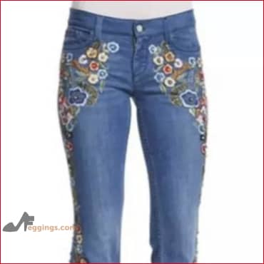 Embroidery Flowers Bell Bottom Womens Jeans