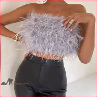 Feather Crop Top Tank Tube