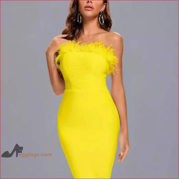 Feathers Bodycon Club Cocktail Party Womens Dress