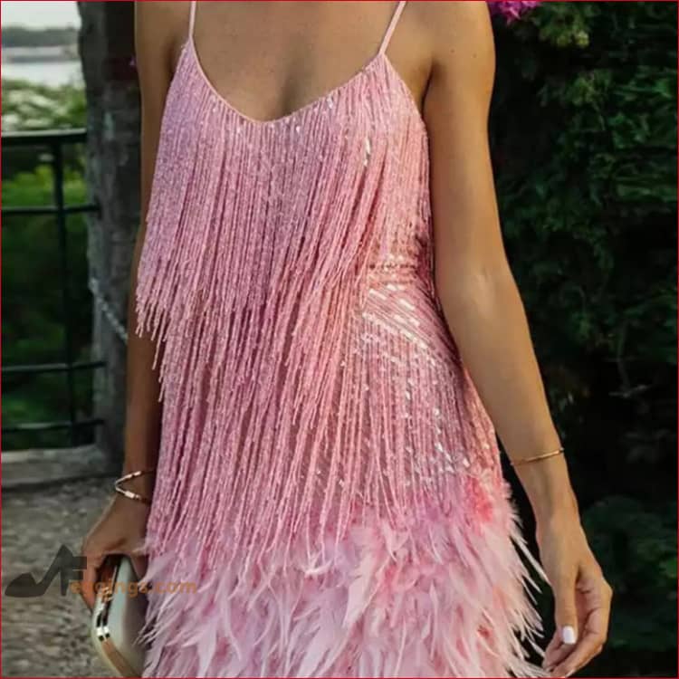 Feathers Tassels Sequins Dress