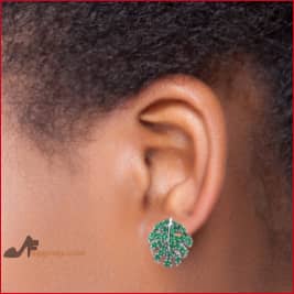 Green Leaf Stud Earrings Hypoallergenic 925 Sterling Silver