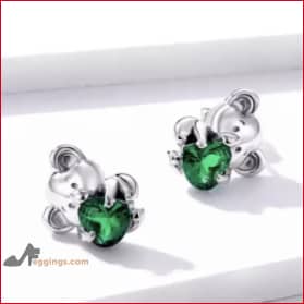 Koala Emerald Stud Earrings Hypoallergenic 925 Sterling Silver