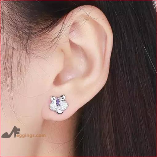 Orchid Flower Stud Earrings Hypoallergenic 925 Sterling Silver