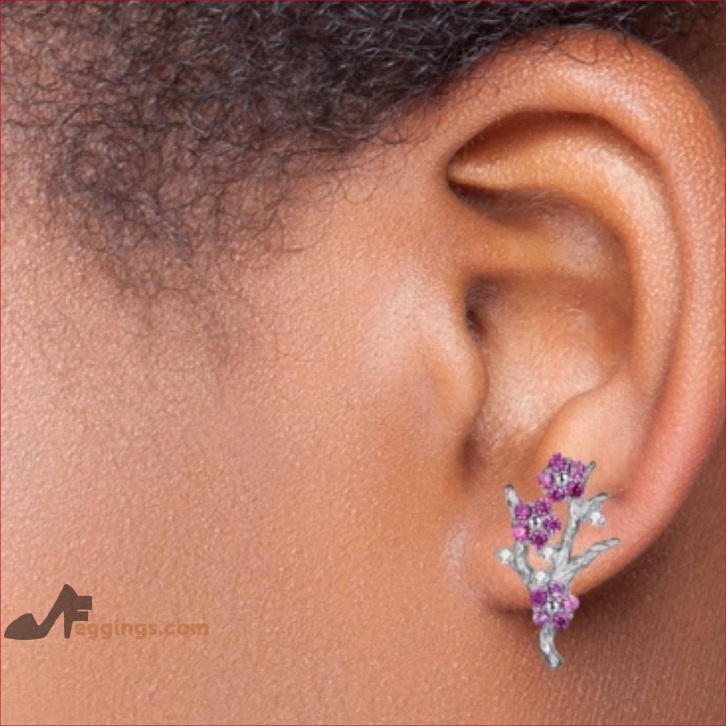 Plum Flowers Stud Earrings Hypoallergenic 925 Sterling Silver