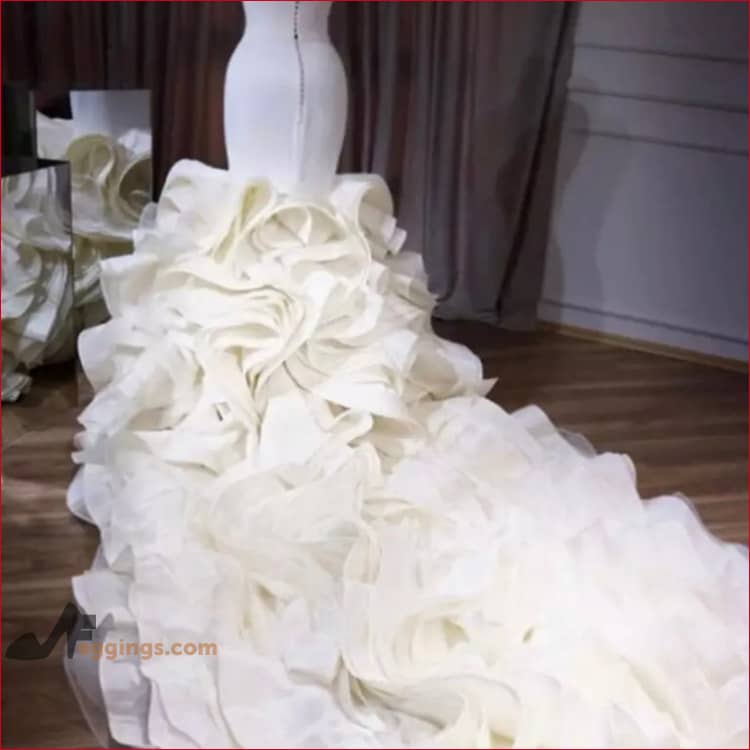 Ruffle Sleeveless Off Shoulder Wedding Dress Bridal Gown