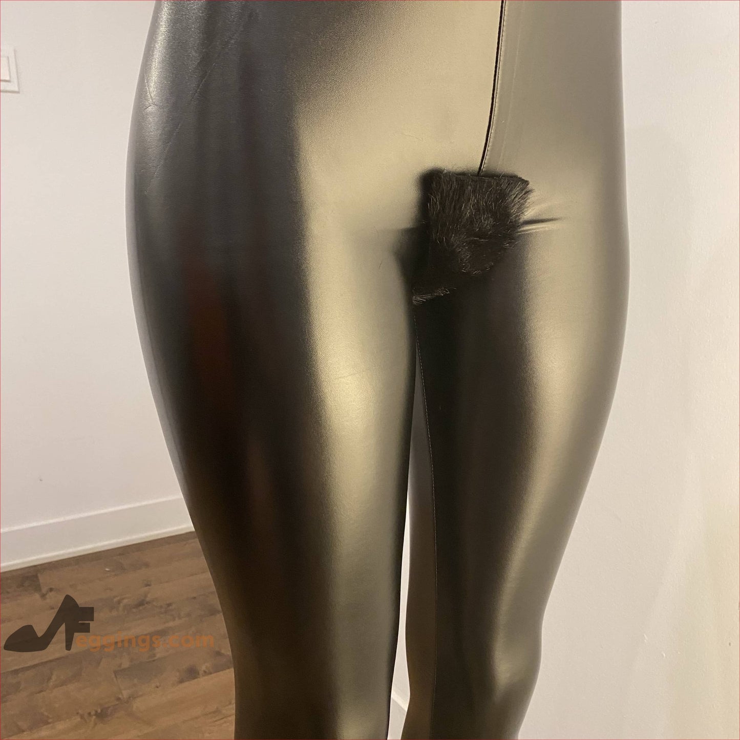 Sexy Leather Leggings Fur Pussy Fetish BDSM Kinky