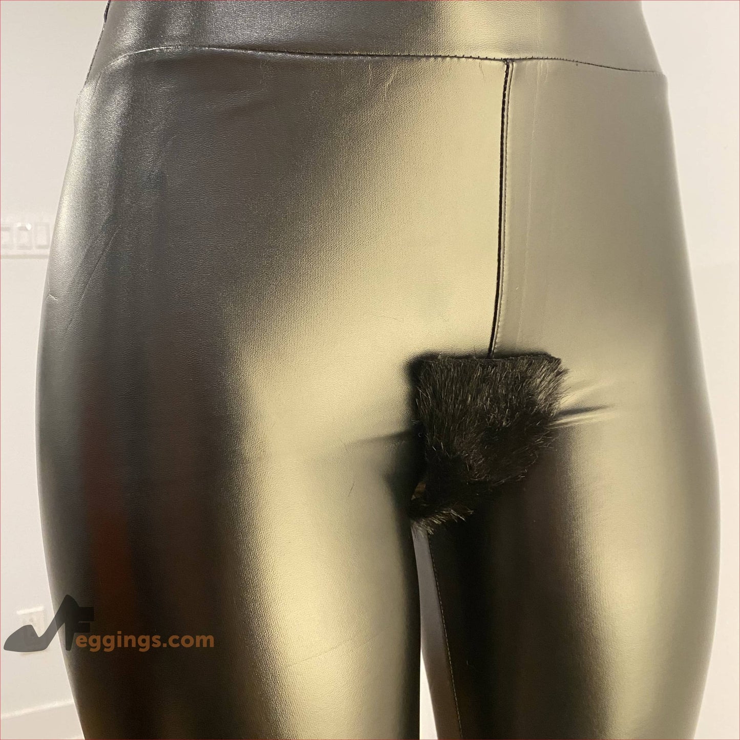 Sexy Leather Leggings Fur Pussy Fetish BDSM Kinky